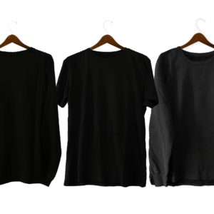 black crew neck t-shirt